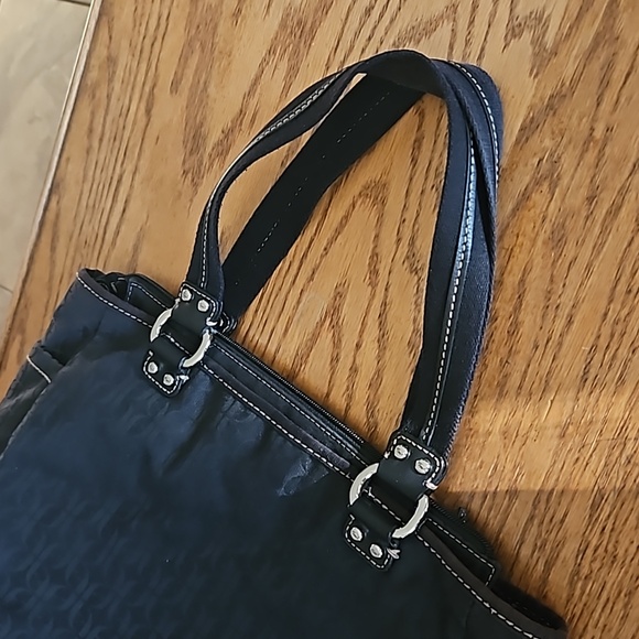 VTG FOSSIL Blackburn Signature Canvas & Leather Shoulder Bag - Black - Picture 9 of 15